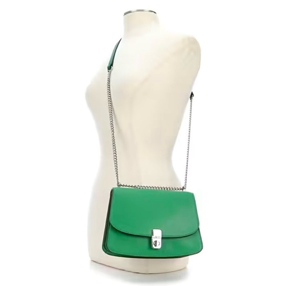 Nine West Green Minka Silver Chain Silver Logo Crossbody Bag and Handbag NWT - Picture 5 of 10